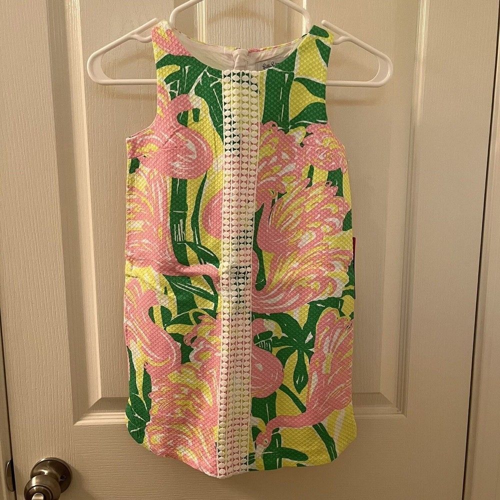 Lilly Pulitzer for Target Flamingo Fan Dance Shift Dress Girls Size S 6-6X NWT
